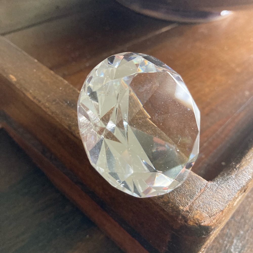 Faceted Large Heavy Crystal Paperweight